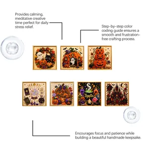 Detailed view of Halloween 3D diamond art kits with meditative crafting benefits.