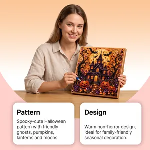 DIY Halloween Perlenkunst-Set mit Spukhaus und Kürbis für die Wanddekoration.