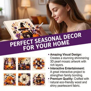 DIY Halloween 3D pearl mosaic art kit with shimmering pumpkin and ghost designs