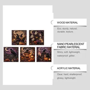 Dettaglio completo del kit d'arte mosaico di perle 3D Halloween con vari materiali.