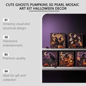 Collezione di cinque kit artistici mosaico di perle 3D Halloween con fantasmi e zucche