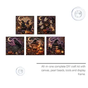 Dettagli del kit fai-da-te mosaico di perle 3D Halloween con motivi di zucca vintage
