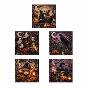 Kit artistico mosaico perle 3D con disegni Halloween vintage di streghe e zucche.