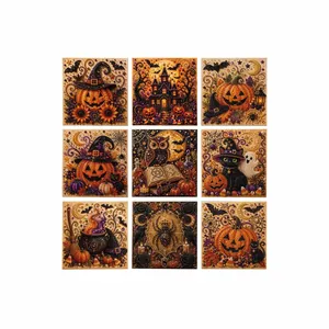 Set artistico di perle 3D vintage per Halloween con 9 spaventose decorazioni murali.