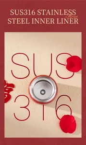 Detailansicht der SUS316-Edelstahlauskleidung einer Mini-Rose-Vakuum-Isolierflasche.