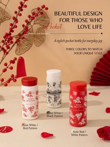 Set aus drei Mini-Thermoskannen aus Edelstahl mit Rosenmuster in verschiedenen Designs.