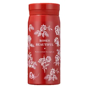 Tragbare rote 316 Edelstahl Mini-Isolierflasche mit elegantem weißem Rosenmuster
