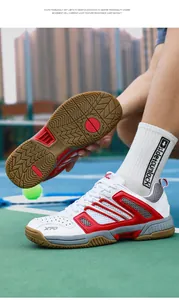 Chaussures de tennis respirantes blanc et rouge avec semelle antidérapante