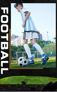 Blue and black patterned children's turf football shoes for junior outdoor training