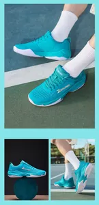 Chaussures de tennis professionnelles turquoise avec maille respirante et amorti