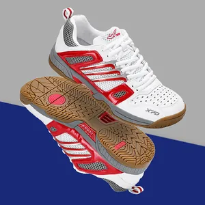 Chaussures de tennis professionnelles respirantes blanc et rouge avec semelle en gomme