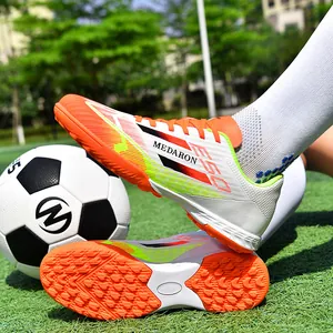 Soccer Shoes For Men Women Mesh Synthetic Leather Upper Rubber Sole Breathable Durable Turf Soccer Training Sports Shoes