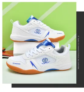 Chaussures de tennis de table pro blanches avec mesh respirant et semelle gomme
