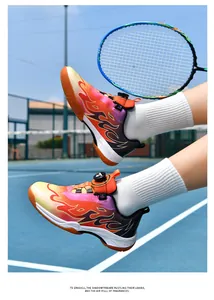 Professionelle Badminton-Schuhe für Kinder mit Flammenmuster und Schnellschnürsystem