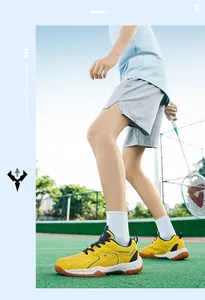 Chaussures de badminton jaunes professionnelles pour hommes avec semelle antidérapante