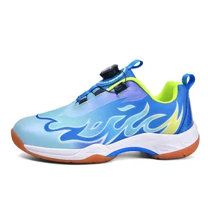 Chaussures de badminton respirantes pour enfants avec boucle rotative et semelle en gomme