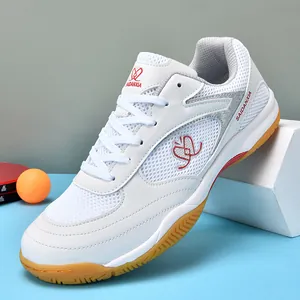 Professional Table Tennis Shoes Non-slip Breathable Indoor Training Sneakers For Men Women Gum Sole White Blue Red