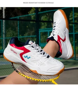 Chaussures de badminton professionnelles blanches avec semelle en caoutchouc robuste