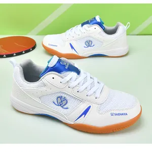 Chaussures de tennis de table professionnelles avec maille blanche et semelle en gomme