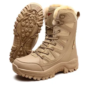 Men Women Outdoor Tactical Hiking Boots Thickened Fleece Winter Snow Boots Waterproof Non-slip Combat Desert Boots