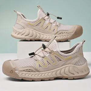 Scarpe sportive estive da uomo in mesh traspirante kaki con suole morbide antiscivolo