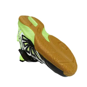 Professional children's badminton shoes with non-slip gum rubber sole and breathable mesh.