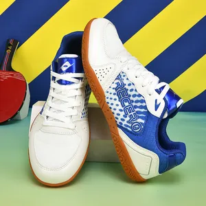 Chaussures de tennis de table professionnelles blanc et bleu avec semelles antidérapantes