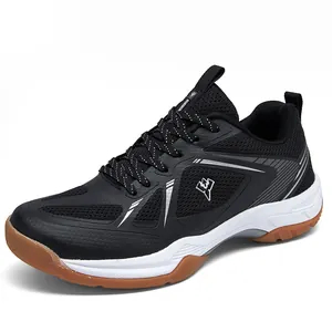 Chaussures de badminton professionnelles noires respirantes avec semelle en gomme durable