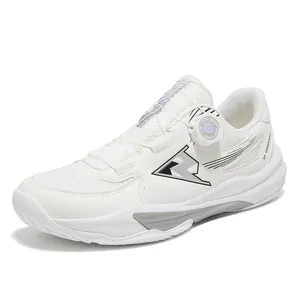 Weiße Profi-Sportschuhe mit Drehverschluss für Badminton und Tennistraining