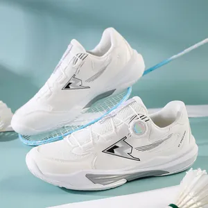 Professionelle weiße Badminton-Schuhe mit Drehverschluss für Herren und Damen Sportler.