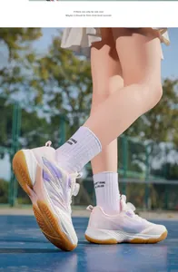 Scarpe da badminton per bambini in mesh traspirante rosa e viola con manopola rotante