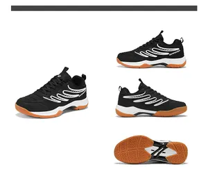 Vue détaillée des chaussures de badminton noires pour hommes avec semelle antidérapante