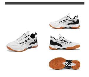 Vue détaillée de chaussures de badminton blanches professionnelles pour hommes avec semelle