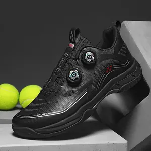 Chaussures de badminton noires professionnelles à double boucle pour l'entraînement.