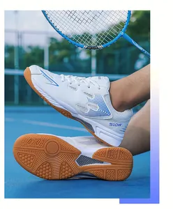Close-up of lightweight breathable badminton shoe showing non-slip rubber sole detail