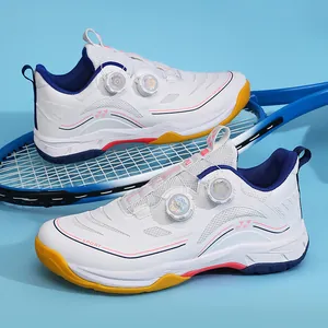 Chaussures de badminton professionnelles à double boucle rotative et semelle en caoutchouc.