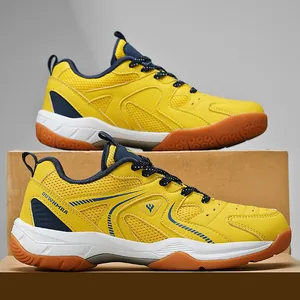 Chaussures de badminton jaunes respirantes pour hommes avec semelle antidérapante