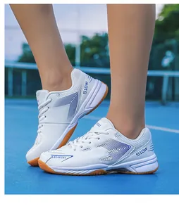 Professional lightweight breathable mesh badminton shoes with non-slip gum rubber soles for training
