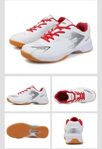 Professional badminton sports shoes with breathable mesh and non-slip rubber sole detail