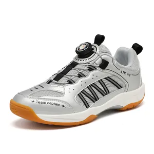 Professional kids breathable badminton shoes with rotary buckle and non-slip rubber sole