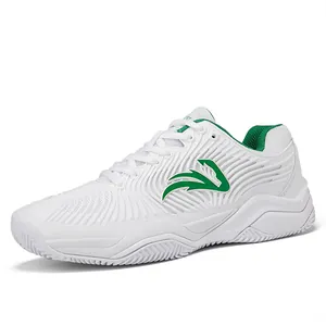 Chaussures de tennis professionnelles blanches et vertes avec mesh respirant et relief