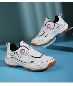 Professional breathable mesh badminton shoes for children in white and gum