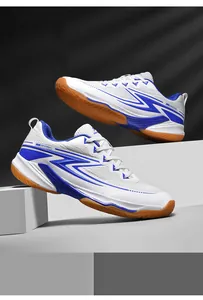 Breathable white and blue pickleball sneakers with gum rubber soles for court sports