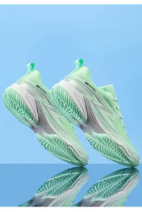 Detail view of mint green pickleball shoes with breathable mesh and anti-slip sole