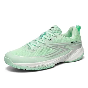 Lightweight mint green breathable sports shoes for badminton and pickleball players