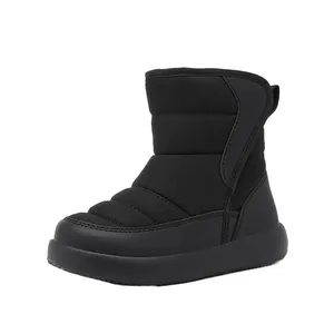 Black anti-slip children's snow boots with warm lining and thick sole for winter