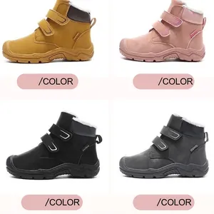 Winter children's warm snow boots in multiple colors with fur lining and Velcro straps