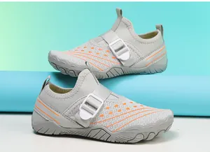 Breathable mesh children's wading shoes with orange accents for outdoor beach trekking