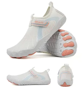 Detailed multi-angle views of breathable white outdoor wading shoes with non-slip soles