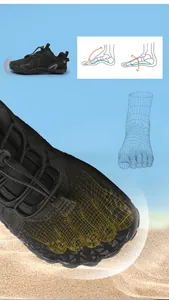 Detail showing five-finger structure and arch support of kids non-slip sports shoes